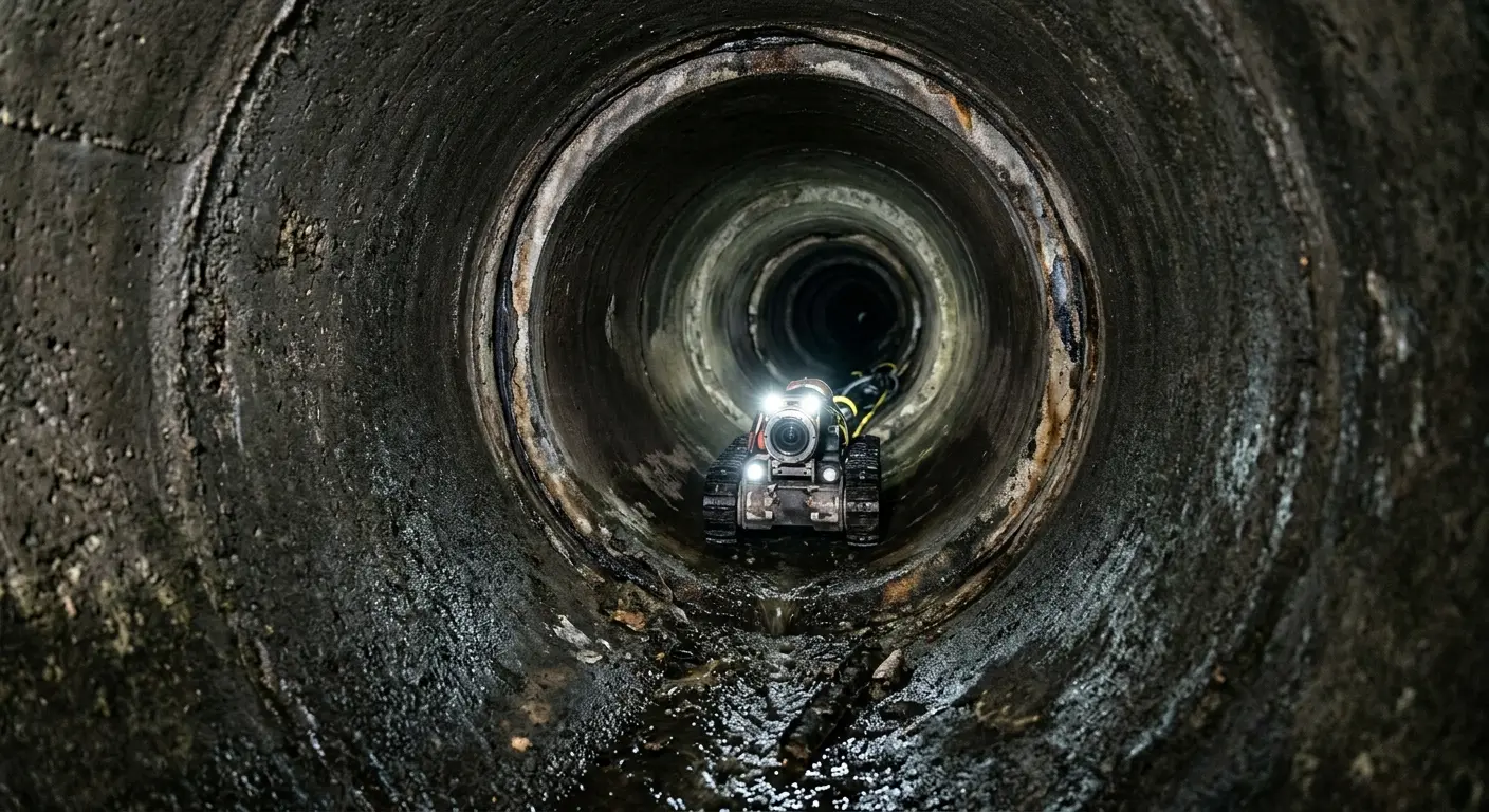 Robotic sewer camera inspecting pipe interior for Sewer Line Cleaning in Napa